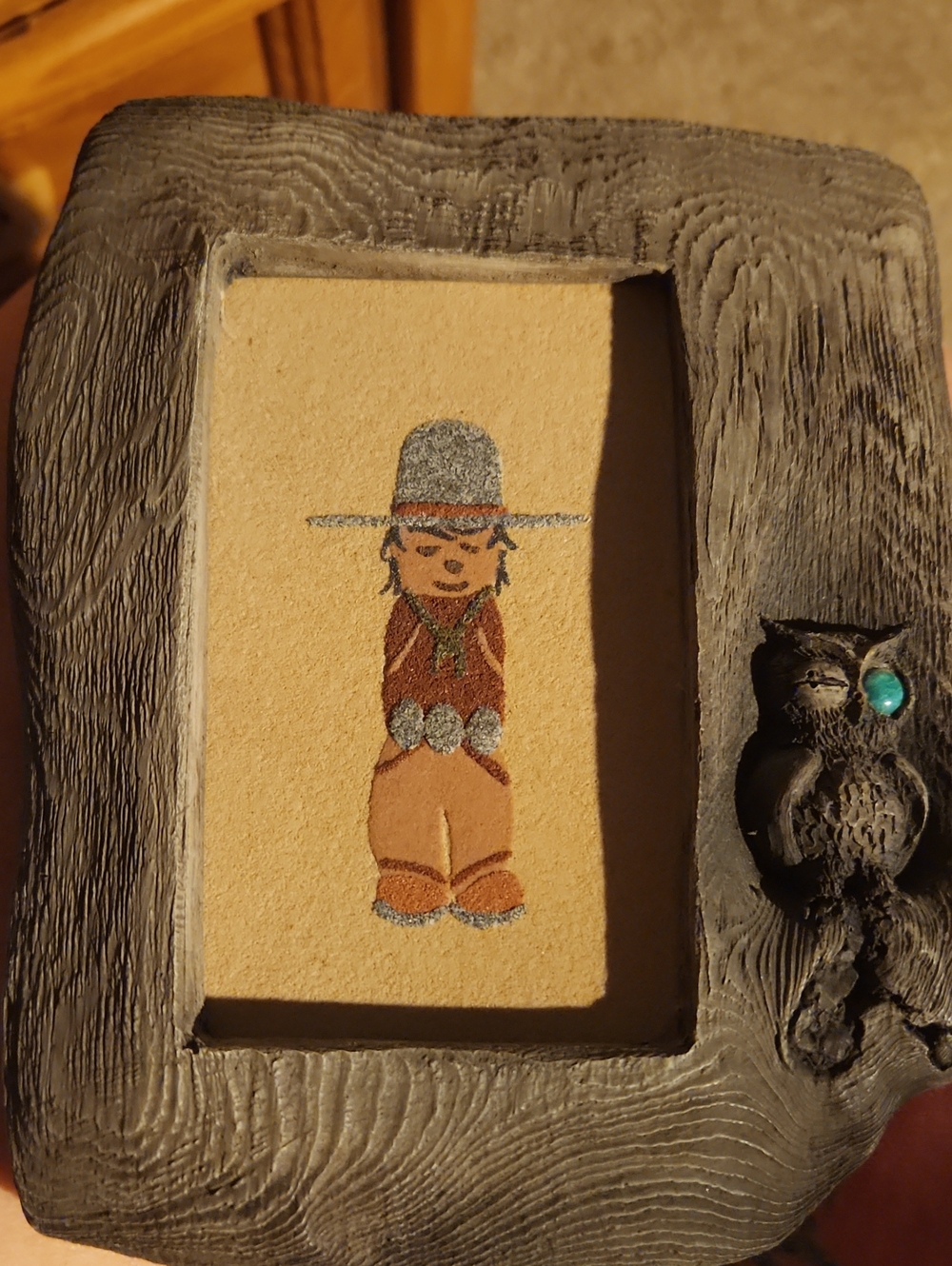 L. Sardman Handcrafted Native-Sand Art in Gray Frame